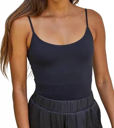 By Together Seamless Spaghetti Strap Bodysuit In Black In Blue