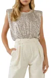 By Together Sequin Sleeveless Top In Ivory In Multi