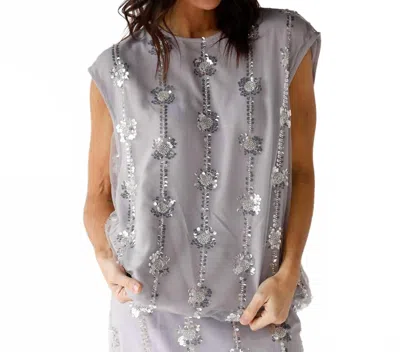 By Together Sheer As Ice Sequin Top In Grey In Gray