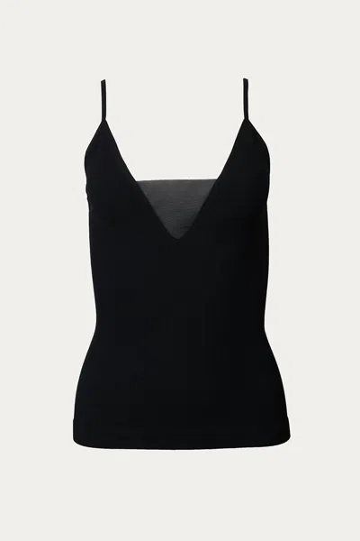 By Together Sheer-paneled Stretch-jersey Top In Black