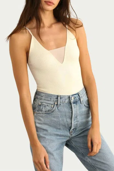 By Together Sheer-paneled Stretch-jersey Top In Cream In White