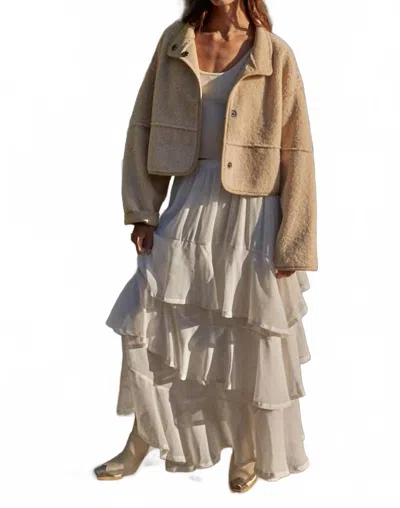 By Together Sherpa Turtleneck Bomber Jacket In Latte In Neutral