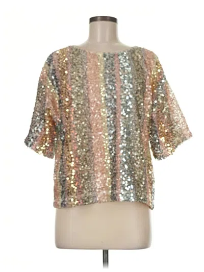 Pre-owned By Together Short Sleeve Blouse In Gold