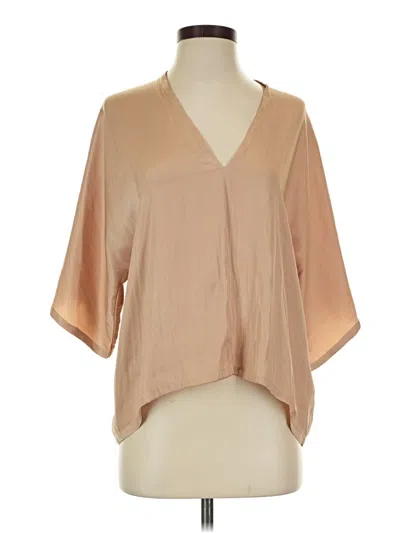 Pre-owned By Together Short Sleeve Blouse In Tan