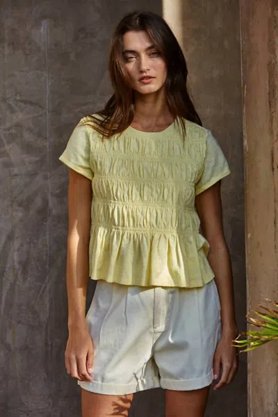 By Together Short Sleeve Smocking Top In Yellow In Multi