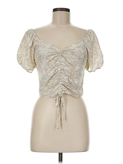 Pre-owned By Together Short Sleeve Top Gold Sweetheart Neckline Tops