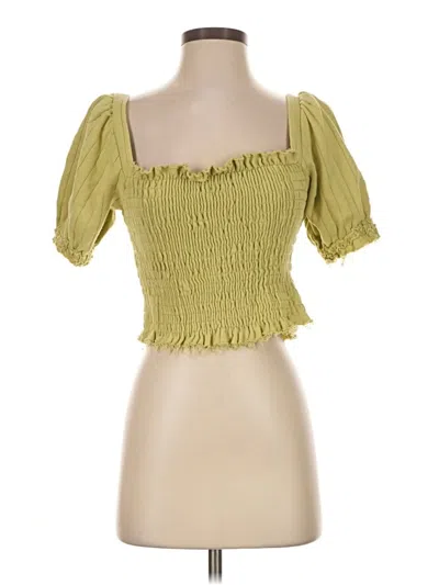 Pre-owned By Together Short Sleeve Top Green Sweetheart Neckline Tops