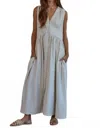 By Together Skylar Linen Cotton Striped Maxi Dress In Natural In Gray