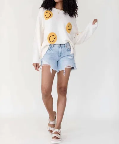 By Together Smile Lightweight Sweater In Cream In White