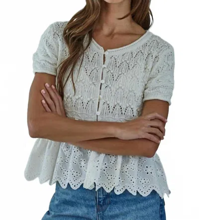 By Together Sophia Peplum Top In Ivory In Gray