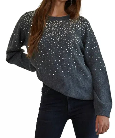 By Together Sparks Fly Pullover Sweater In Charcoal In Black