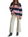 By Together Stripe Crewneck Sweater In Pink Navy In Multi