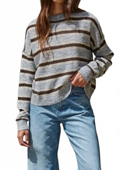 By Together Stripe Sweater In Heather Gray And Brown In Grey
