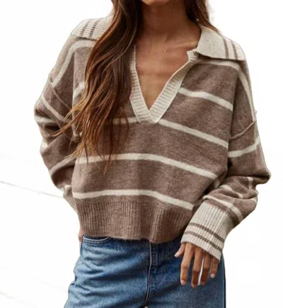 By Together Stripe Sweater In Mocha/ Oatmeal In Multi