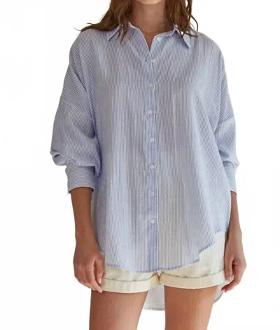 By Together Striped Button Down Long Sleeve Shirt In Blue White