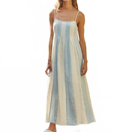 By Together Striped Cami Pintuck Midi Dress In Light Blue In White