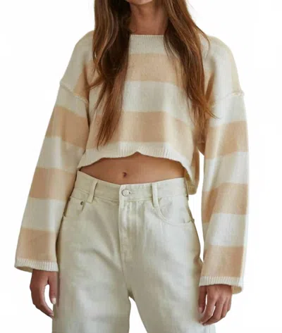 By Together Striped Crop Pullover Sweater In Blush In Neutral