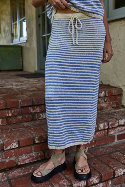 By Together Striped Knit Skirt In Blue In Multi
