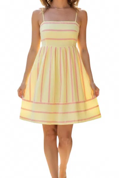 By Together Striped Lemonade Mini Dress In Pink/yellow