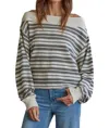 By Together Striped Off Shoulder Sweater In Black And White In Gray