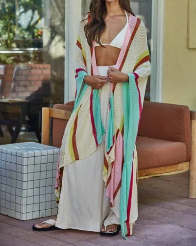 By Together Striped Open Front Knit Cardigan In Summer Sangria In Multi