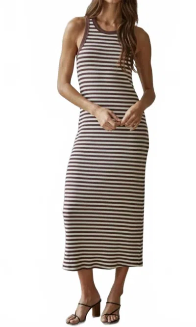 By Together Striped Ribbed Maxi Dress In Chocolate Brown In Gray