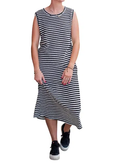 By Together Striped Round Neck Sleeveless Midi Dress In Black/white In Multi
