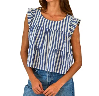 By Together Striped Round Neck Top In Blue