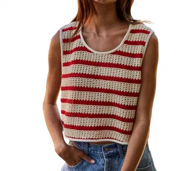 By Together Striped Sleeveless Top In Natural/ Red In Multi