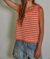 By Together Striped Sweater Tank Top In Orange/ White