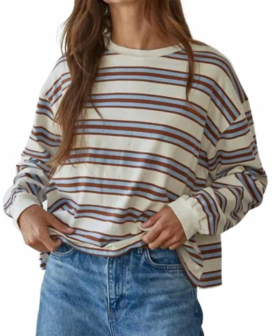 By Together Striped Tee In Blue/brown In Neutral
