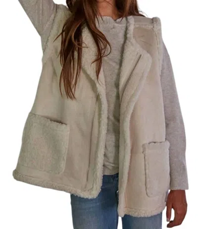 By Together Suede Sherpa Zip-up Vest In Natural In White
