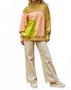 By Together Sunset Hour Crewneck Pullover In Coral In Green