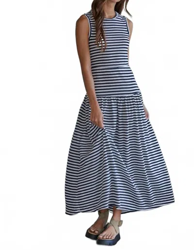 By Together Sutton Striped Maxi Dress In Navy/white In Blue