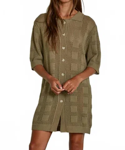 By Together Sweater Cardigan Mini Dress In Olive In Green