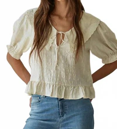 By Together Sweetheart Eyelet Collar Blouse In Off-white
