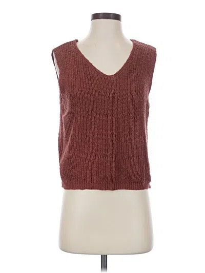 Pre-owned By Together Tank Top Brown Plunge Neckline Tops