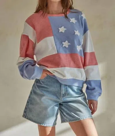 By Together The All American Sweater In Red/blue