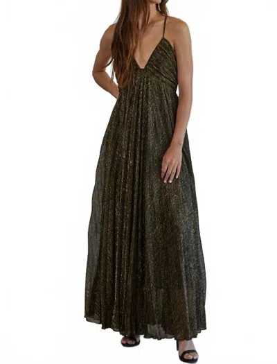 By Together The Bri Lurex Cross Strap V-neck Dress In Green