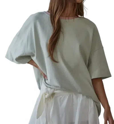 By Together The Contrast Crew Neck Top In Sage In Green