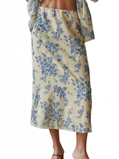 By Together The Della Midi Skirt In Yellow/blue