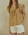 BY TOGETHER THE MAUDE TOP IN DARK TAN