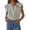 By Together Woven Linen Button Top In Beige In White