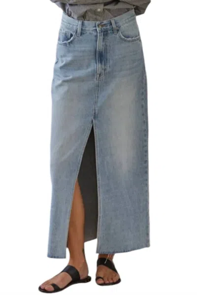 By Together Thrill Ride Maxi Skirt In Denim In Blue