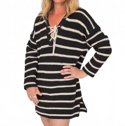 By Together Throwover Croched V Neck Mini Dress In Black Natural
