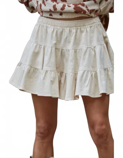By Together Tiered Corduroy Skirt In Beige In White
