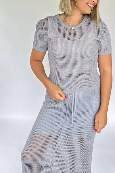 By Together To The Sea Short Sleeve Top In Blue Grey