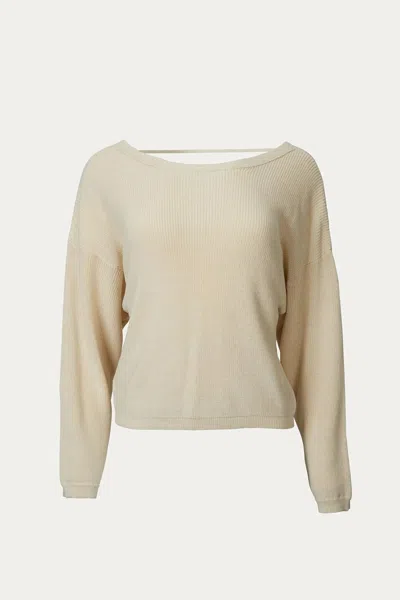 By Together Twist-back Cotton-blend Sweater In Natural In Beige