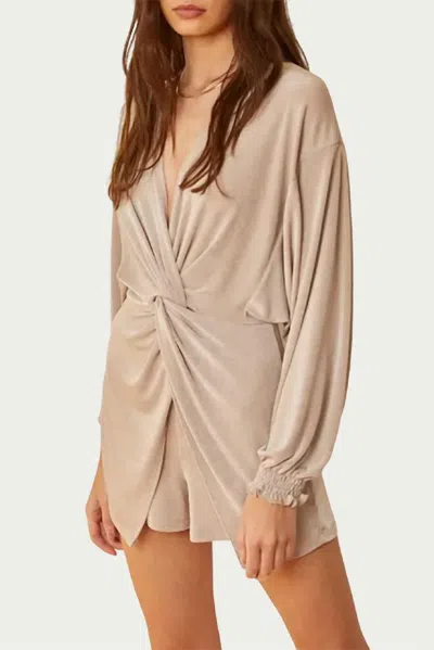 By Together Twisted Lurex Open-back Romper In Espresso In Beige