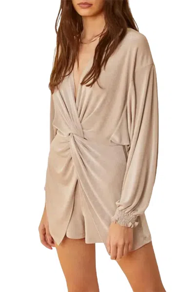 By Together Twisted Lurex Open-back Romper In Espresso In Neutral